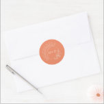 Just Peachy Wedding Thank You Classic Round Sticker<br><div class="desc">These wedding stickers with a sun and flower monogram design are a luxurious and stylish choice for wedding favors. The sun and flower monogram design adds a playful and personal touch. These stickers are perfect for placing onto favors such as small gifts, candies, or other treats and these tags are...</div>