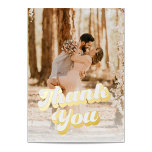Just Peachy Wedding Thank You Gold Foil Greeting Card<br><div class="desc">A wedding thank you folded card with a custom photo and gold foil printed retro style typography is a unique and stylish way to thank your friends and family. The custom photo is a special touch that adds a personal and sentimental element to the design, while the rose gold foil...</div>