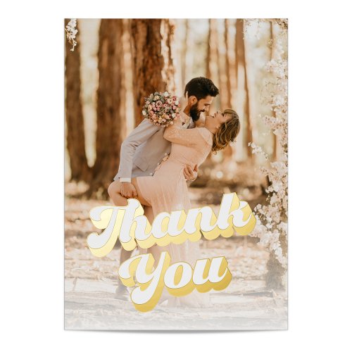 Just Peachy Wedding Thank You Gold Foil Greeting Card