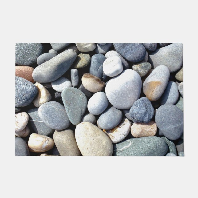 Just Pebbles Trendy Colorful Natural Beach Stones Doormat (Front)