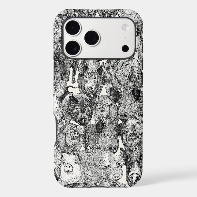 just pigs black half pearl Case-Mate iPhone case (Back)