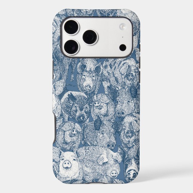 just pigs cobalt denim Case-Mate iPhone case (Back)