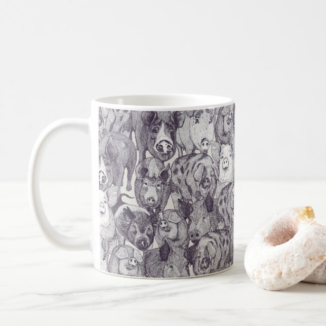 just pigs mulberry strong white coffee mug (With Donut)