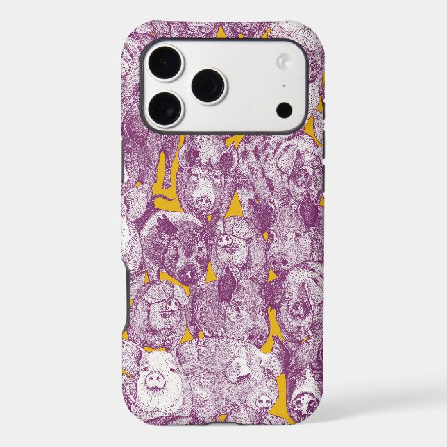 just pigs purple yellow Case-Mate iPhone case (Back)