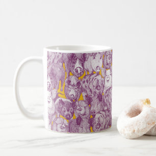 just pigs purple yellow coffee mug