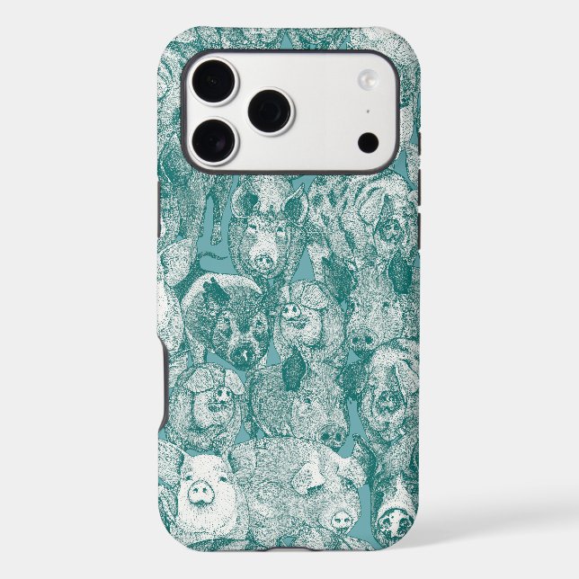 just pigs viridian turquoise Case-Mate iPhone case (Back)