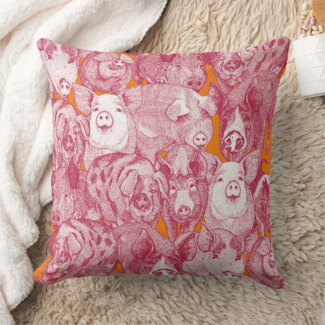 just pigs viva magenta satsuma throw pillow (Blanket)