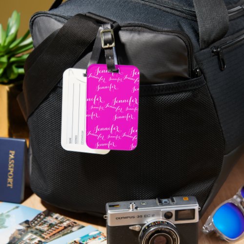 Just pink and your Name Luggage Tag
