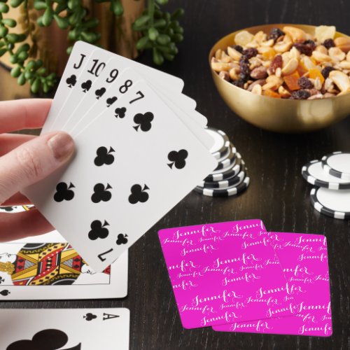 Just pink and your name poker cards