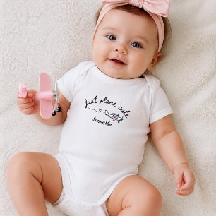 Just Plane Cute Pink Airplane Personalized Girl Baby Bodysuit
