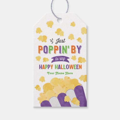 Just Poppin by Halloween Popcorn Treat Gift Tag