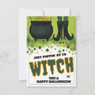 Just Poppin By Witch Halloween Note Card