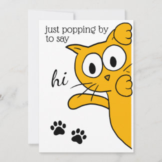 Just Popping by To Say Hi Cat Flat Greeting Card