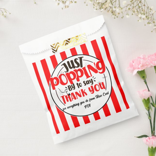 just popping by to say thanks popcorn volunteer favor bag (Sealed)