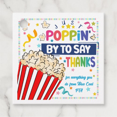 just popping by to say thanks popcorn volunteer favor tags