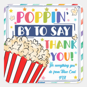 just popping by to say thanks popcorn volunteer square sticker
