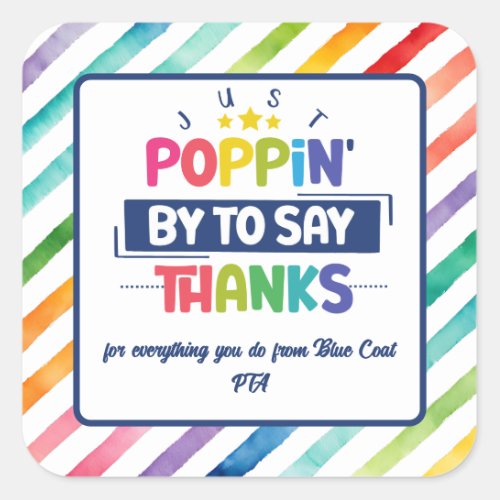 just popping by to say thanks popcorn volunteer square sticker