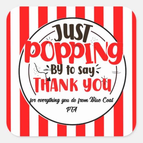 just popping by to say thanks popcorn volunteer square sticker