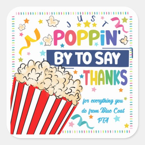 just popping by to say thanks popcorn volunteer square sticker