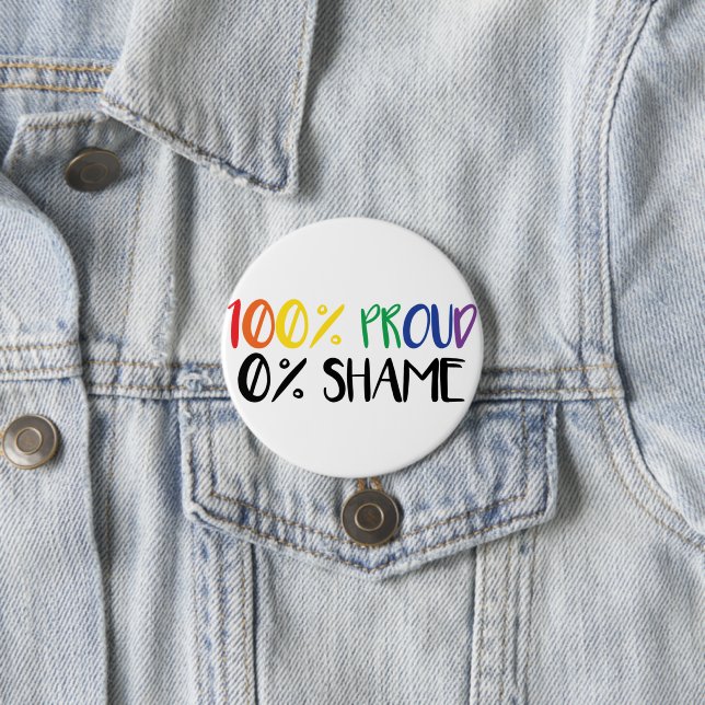 Just Pride Not Shame | Rainbow Gay Pride Button (In Situ)