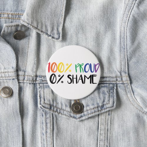 Just Pride Not Shame  Rainbow Gay Pride  T_Shirt Button