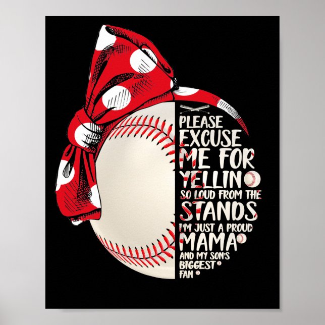 Just Proud Mama and My Son Biggest Baseball Mom Poster (Front)