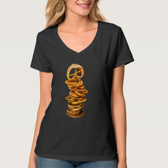 Just Really Like Pretzels Pretzel Tower T-Shirt (Front)