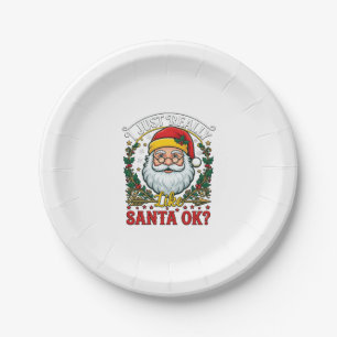 Just Really Like Santa Ok Christmas Claus Holly Wr Paper Plates