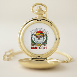 Just Really Like Santa Ok Christmas Claus Holly Wr Pocket Watch