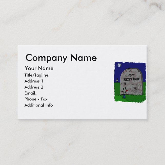 Just Resting Headstone Business Card (Front)
