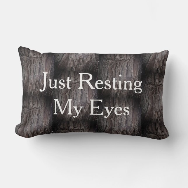 Just Resting My Eyes Abstract Rustic Dad Joke Lumbar Pillow (Front)