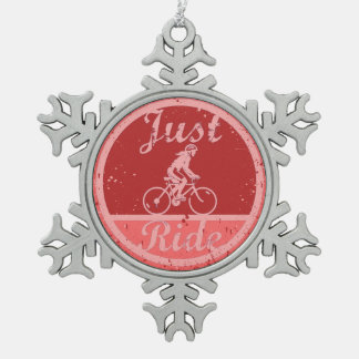 Just Ride Female Cyclist Snowflake Ornament