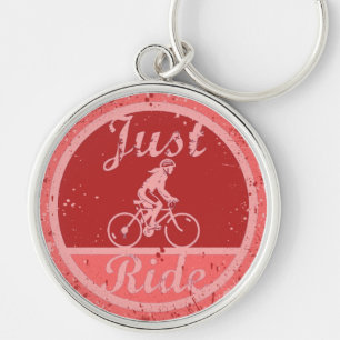 Just Ride Pink Paint Splashes Female Cyclist Keychain