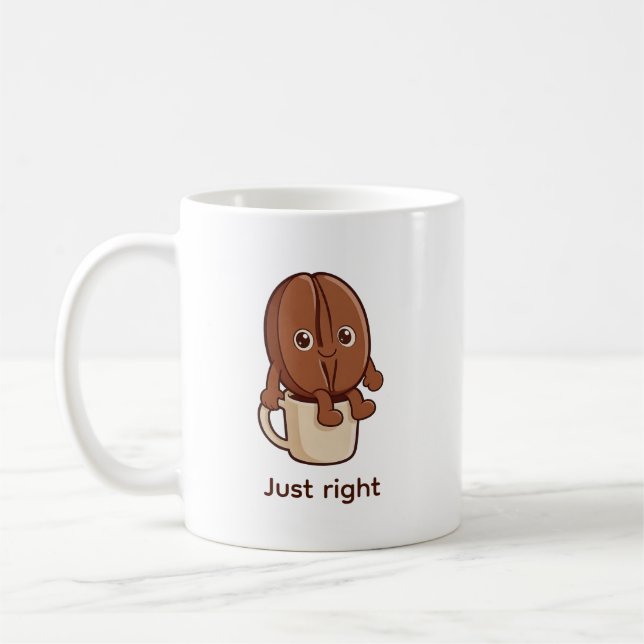 Just Right Coffee Bean Character Mug (Left)