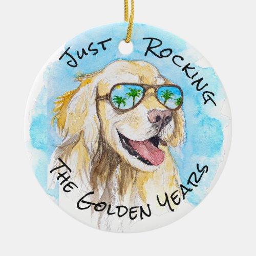Just Rocking The Golden Years Funny Pun Retirement Ceramic Ornament