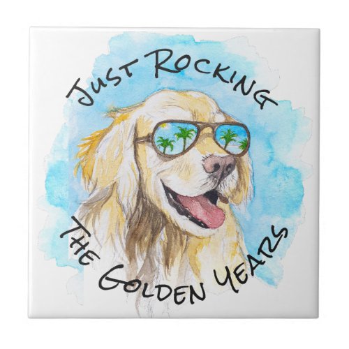 Just Rocking The Golden Years Funny Pun Retirement Ceramic Tile