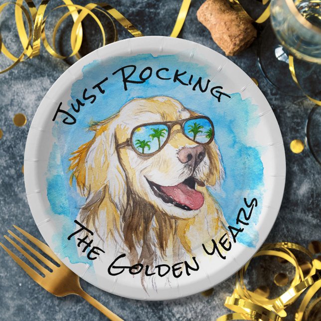 Just Rocking The Golden Years Funny Pun Retirement Paper Plates (Creator Uploaded)
