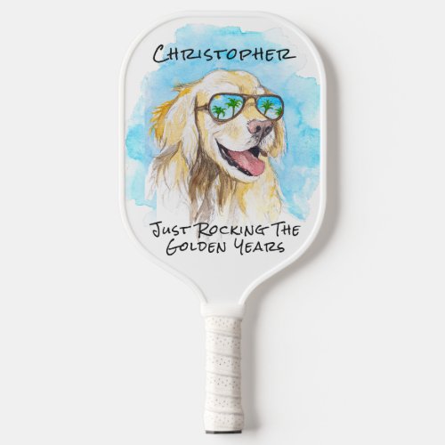 Just Rocking The Golden Years Funny Pun Retirement Pickleball Paddle