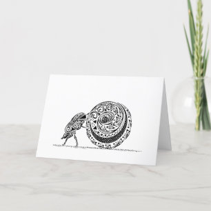'Just Roll With It' Dung Beetle & Ball Letterpress Thank You Card