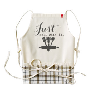 Just roll with it funny baking humor inspirational zazzle HEART apron