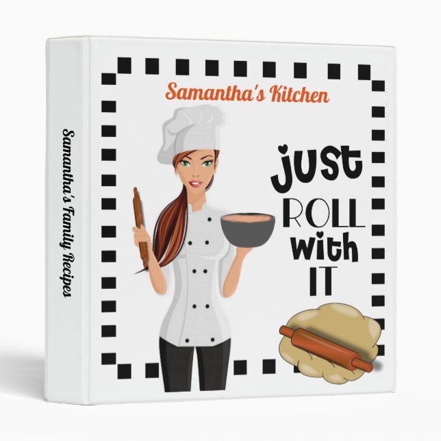 Just Roll With It Humorous Baking Recipe 3 Ring Binder (Front/Spine)