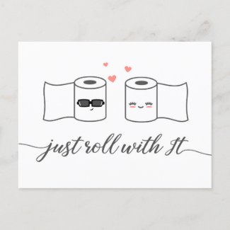 Just Roll With It Postponed Wedding Announcement Postcard