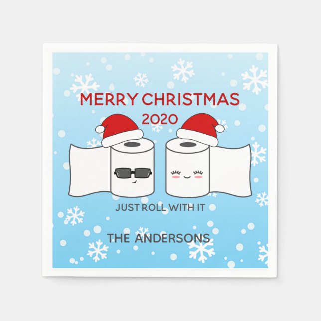 Just Roll With It Toilet Paper Funny Covid-19 2020 Napkins (Front)
