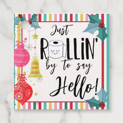 just rolling by to say hello joke loo roll favor tags