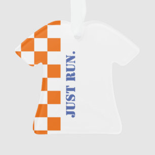 Just Run Checkerboard Running Race Colorful Fun Ornament