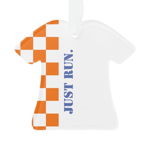 Just Run Checkerboard Running Race Colorful Fun Ornament