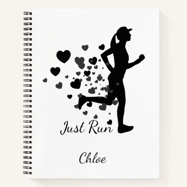 Just Run Custom Name Runners Marathon Racing Event Notebook (Front)