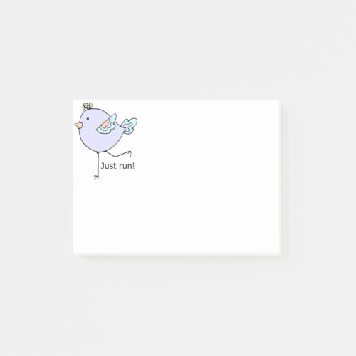 Just Run Cute Cartoon Running Chick Post_it Notes