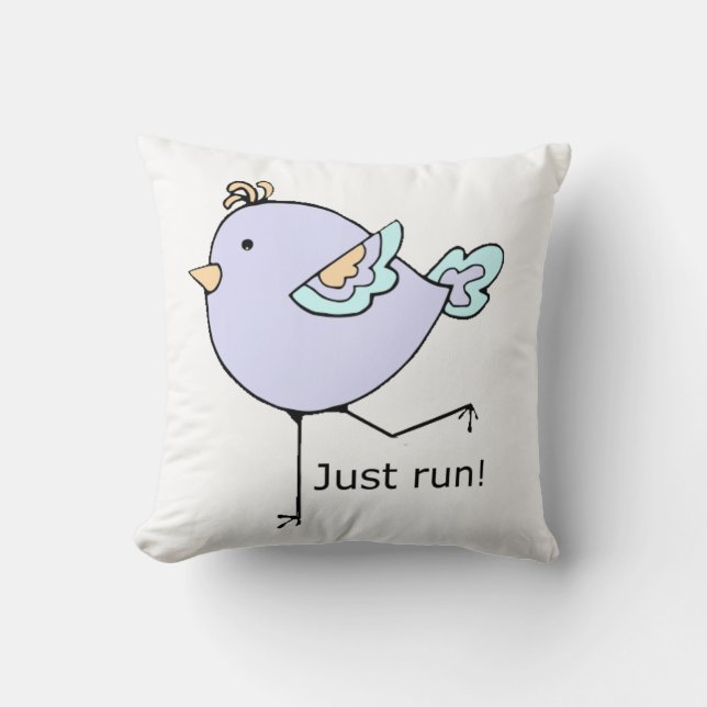 Just Run Cute Cartoon Running Chick Throw Pillow (Front)