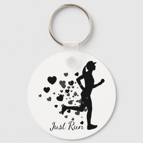 Just Run Fun Love Running Heart Keychain